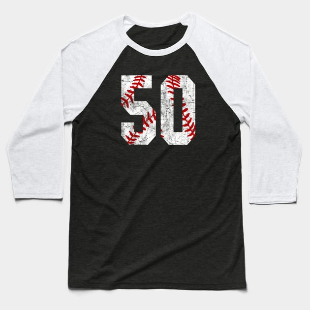 Vintage #50 Baseball Laces Baseball Mom Jersey Love Baseball Baseball T-Shirt by TeeCreations